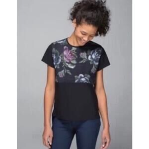 Lululemon Garden Party Snapshot Floral Black Stretch Top 6